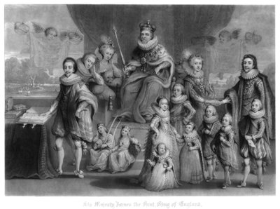 1816年、イングランド、スコットランド、アイルランドのジェームズ1世の家族。 作： Charles Turner
