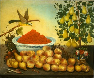 静物画: 果物、鳥、ドワーフ ナシの木 作： Charles V. Bond