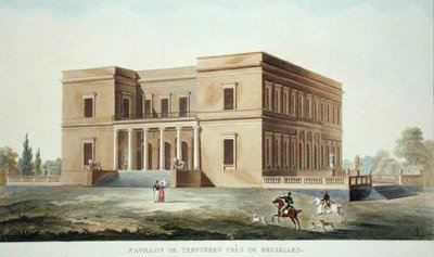 ブリュッセル近郊テルヴュレンのパビリオン（1827年に出版されたピエール・ジャック・ゴエッヘビュールの「Choix des Monuments, Edifices et Maisons les plus remarquables du Royaume des Pays-Bas」より）（アクアチント 作： Charles Vander Straeten