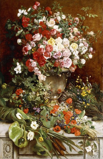 花の女王へのオマージュ、1884 作： Charles Verlat
