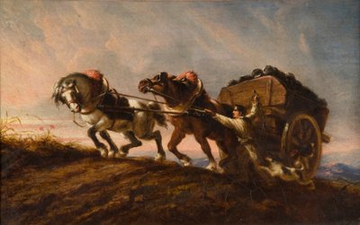 負荷で緊張する馬、1864 作： Charles Verlat
