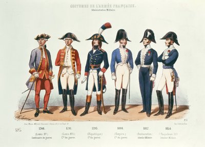 1746年から1854年までのフランス軍の衣装（色の彫刻） 作： Charles Vernier