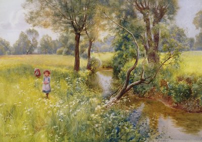 1899年の小川で夏の花を摘む（WC） 作： Charles W. Hopper