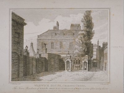 ウォーリックハウスのビュー、サミュエルロール（1771-1860）によって刻まれ、ジョンブース（1794-1855）によって公開1818 作： Charles Warren