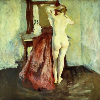 暖炉の前の裸体 作： Charles Webster Hawthorne