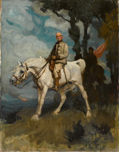 サー・フレデリック・スリー・ロバーツ将軍、馬「ヴォノレル」に乗る 作： Charles Wellington Furse