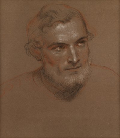 男の頭 (チョーク) 作： Charles West Cope