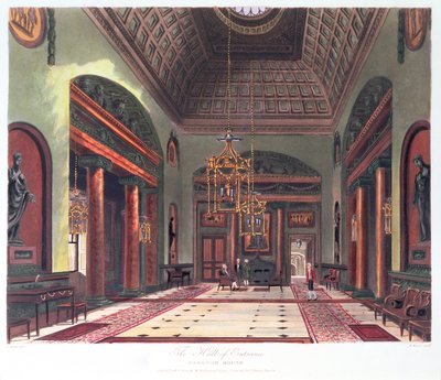 エントランスホール、カールトンハウス、R。リーブ、パブによって刻まれました。 1819 by WHPyne 作： Charles Wild