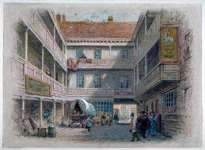 ホワイトハートインの中庭、バラハイストリート、サザーク、ロンドン、c1860 作： Charles Wilkinson