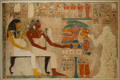 Vizier Rekhmireと彼の母親Merytと供物、c.1928（tempera on paper） 作： Charles Wilkinson