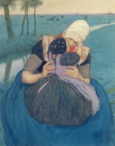 母と子、1900 作： Charles William Bartlett