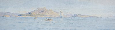 ヴィルフランシュ・シュル・メール沖の晴れた日」1885年頃（油彩・カンヴァス敷設） 作： Charles William Wyllie