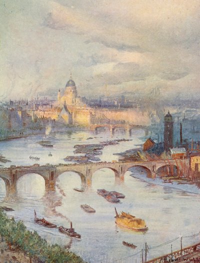 ナショナル・リベラル・クラブから見たロンドン市街（カラーリトグラフ） 作： Charles William Wyllie