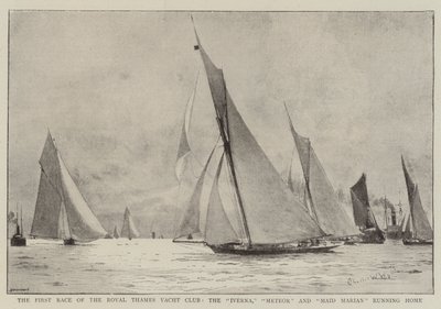 ロイヤルテムズヨットクラブ、イヴェルナ、流星、メイドマリアンのホームレースの最初のレース 作： Charles William Wyllie
