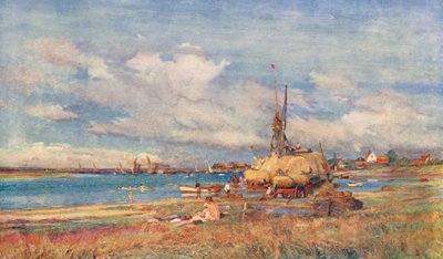 ウェスト・マージー、マージー島、エセックス（カラーリトグラフ） 作： Charles William Wyllie