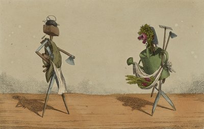 アニメーション、プレート2、イギリスの大工と庭師に捧げる道具、c.1811（手描きのエッチング） 作： Charles Williams