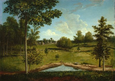 1818年頃、ミルバンクからセラーズホールを望む風景 作： Charles Willson Peale