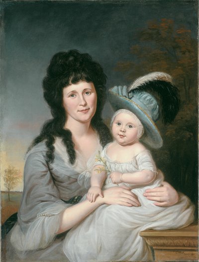 ジョン・ニコルソン夫人 ハンナ・ダンカンとジョン・ニコルソン・ジュニア、1790年。 作： Charles Willson Peale