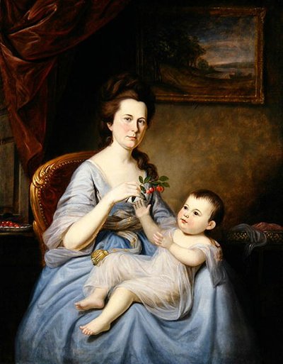 デイヴィッド・フォアマン夫人と子供の肖像」1785年頃（油彩・キャンバス 作： Charles Willson Peale