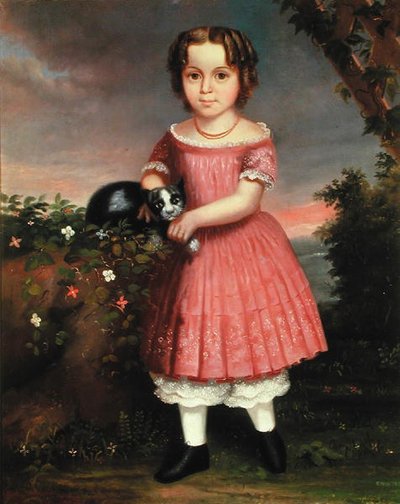 猫をなでる子供の肖像 作： Charles Winter