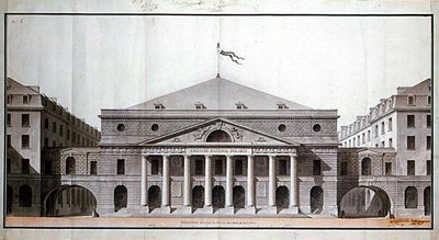 現在のオデオン座の跡地に「国立芸術劇場」の設計を行う。 作： Charles de Wailly