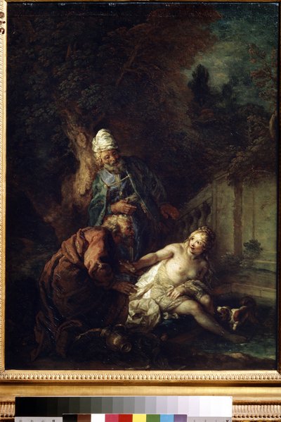 スザンナと長老たち。 シャルル・ド・ラ・フォッセ (1636-1716) による 1700 年以降の絵画。キャンバスに油彩。 バロック芸術。 美術館、プーシキン、モスクワ 作： Charles de la Fosse