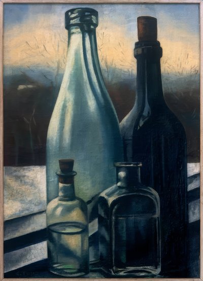 冬の風景を背景にしたボトル 作： Charley Toorop