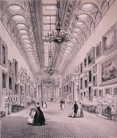 バッキンガム宮殿の絵画館、C.グラーフの彫刻、1880年頃（リトグラフ法） 作： Charlotte (after) Campbell