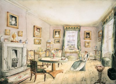 応接室、イーストウッド、干し草、インテリアアルバム、1843年からf54 作： Charlotte Bosanquet