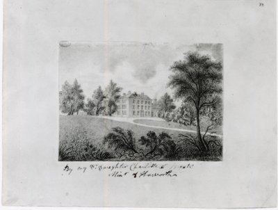 The Roe Head School, c.1831-32 (Conte on paper) 作： Charlotte Bronte