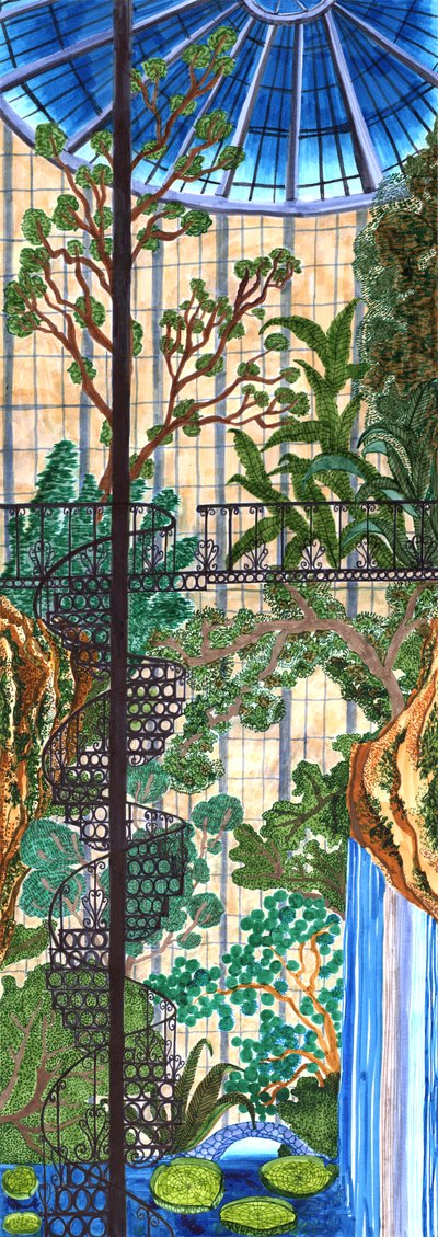 日本庭園、2019年（筆ペン） 作： Charlotte Orr