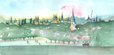 オックスフォード尖塔、2014年（水彩） 作： Charlotte Orr