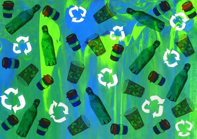 Recycling Bin Design, 2020 (筆ペンとデジタルによるスクリーン印刷) 作： Charlotte Orr