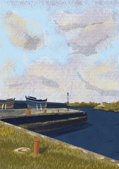 素朴な港の風景 作： Charlotte Trudgett