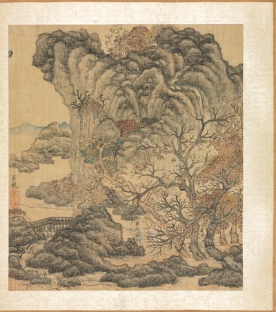 古代の巨匠の後の絵画:秋景色の旅人 作： Chen Hongshou