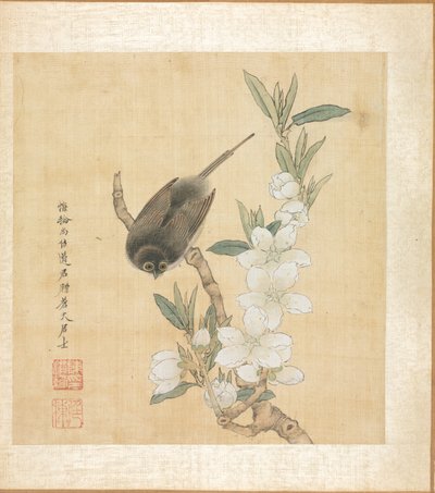 古代の巨匠の後の絵画: 鳥と桃の花の枝 作： Chen Hongshou