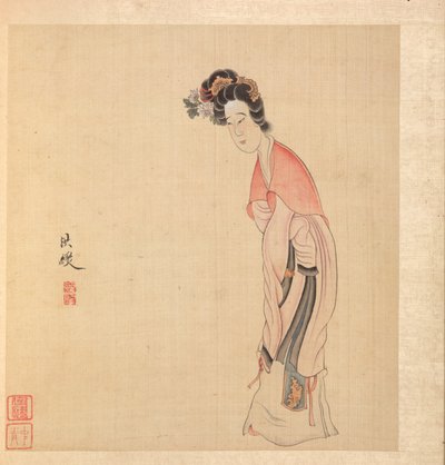 古代の巨匠の後の絵画：貴婦人、1598-1652。 作： Chen Hongshou