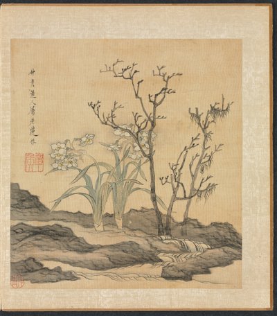 古代の巨匠の後の絵画：水仙と裸の木、1598-1652年。 作： Chen Hongshou