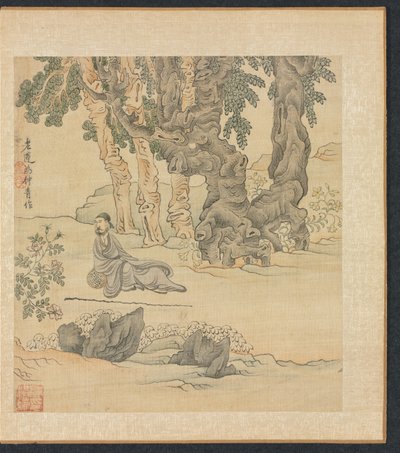 古代の巨匠の後の絵画：風景の中の中清の肖像、1598-1652年。 作： Chen Hongshou