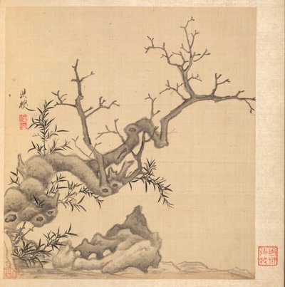 古代の巨匠の後の絵画：ロック、オールドツリー、バンブー、1598-1652。 作： Chen Hongshou