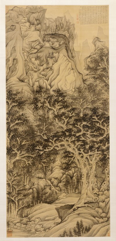 5つの白内障の山、1650年。 作： Chen Hongshou