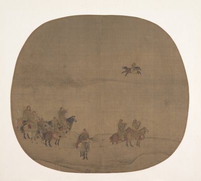 ハヤブサと狩りをする遊牧民、13 世紀初頭。 作： Chen Juzhong