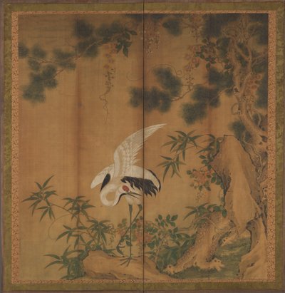 鶴と松、19世紀後半。 作： Chen Zhaofeng