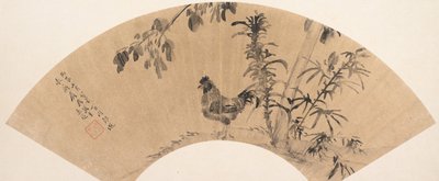 木の近くのオンドリ。 作： Cheng Jiasui