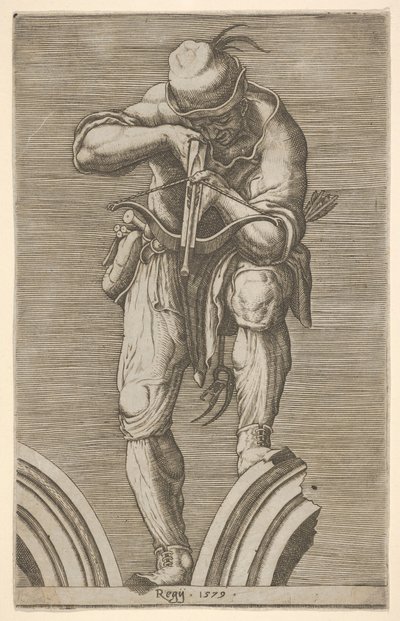 クロスボウを撃つ男、1579年。 作： Cherubino Alberti