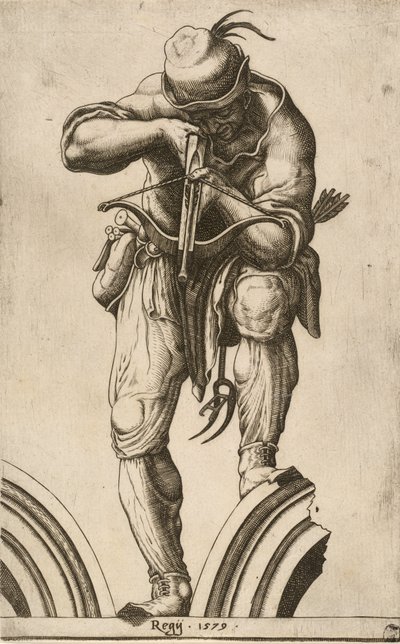クロスボウを撃つ射手、1579年。 作： Cherubino Alberti