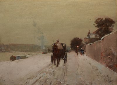 セーヌ川沿い、冬 作： Childe Frederick Hassam