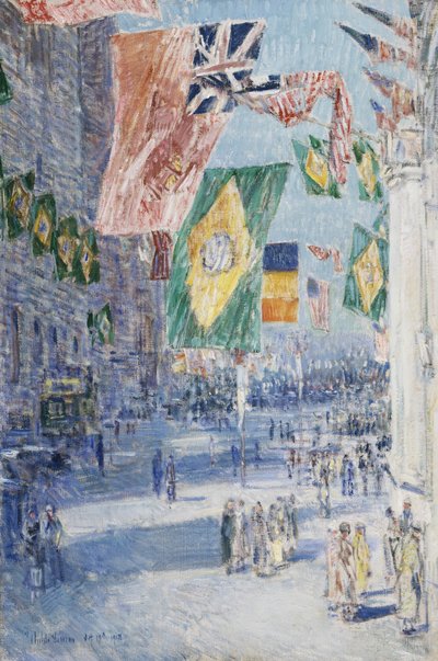 連合国大通り: ブラジル、ベルギー 作： Childe Frederick Hassam