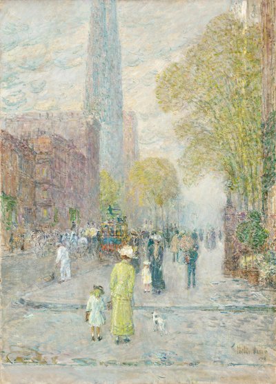 大聖堂の尖塔、春の朝 作： Childe Frederick Hassam