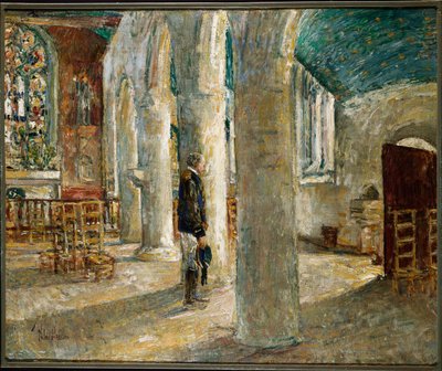 教会内部、ブルターニュ 作： Childe Frederick Hassam
